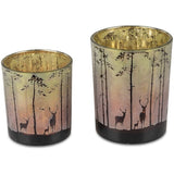 Bild 2 von 5 Sie haben so einen Artikel? Gebührenfrei verkaufen Windlicht Abenddämmerung Farbglas gold Hirsche Reh Bäume formano Kerzenständer